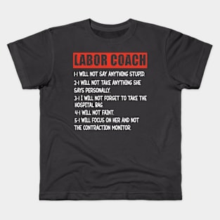 Labor Coach Expecting Dad Rules Papa Funny Baby Kids T-Shirt